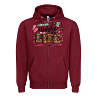 Burgundy Nurse life leopard frame Zipper Hoodie - LillyAllenDesigns