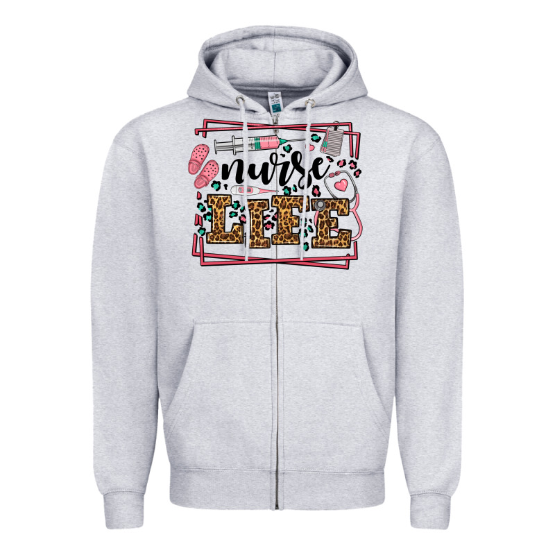 Nurse Life Leopard Frame Zipper Hoodie by LillyAllenDesigns | Teevron