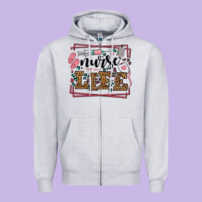 Nurse Life Leopard Frame Zipper Hoodie Designed By Lillyallendesigns