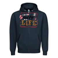 Navy Nurse life leopard frame Zipper Hoodie - LillyAllenDesigns