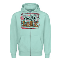 Seafoam Nurse life leopard frame Zipper Hoodie - LillyAllenDesigns