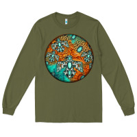Army Green western pattern circle Long Sleeve Tee - Jasminsmagicworld