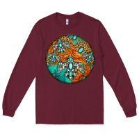 Burgundy western pattern circle Long Sleeve Tee - Jasminsmagicworld