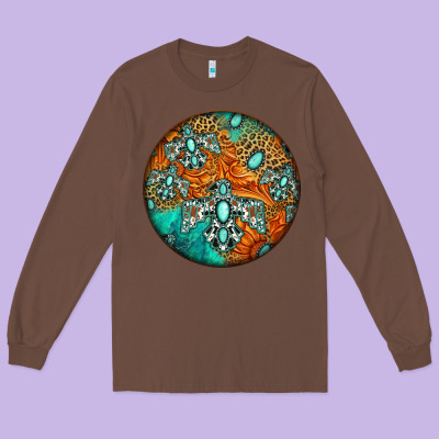 Western Pattern Circle Long Sleeve Tee Designed By Jasminsmagicworld