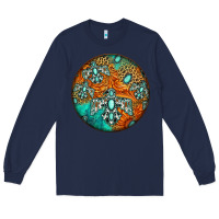 Navy western pattern circle Long Sleeve Tee - Jasminsmagicworld