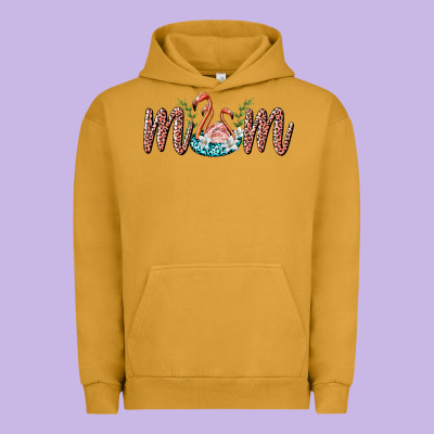 Mom Flamingo Urban Hoodie Designed By Barkaloodesign