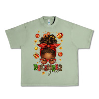December Girl Christmas Afro Messy Bun Urban Heavy Tee | Teevron