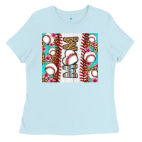 Baby Blue baseball mom Ladies Tee - LillyAllenDesigns
