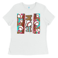 White baseball mom Ladies Tee - LillyAllenDesigns