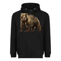 Black Brown Bear Heavyweight Hoodie - LillyAllenDesigns