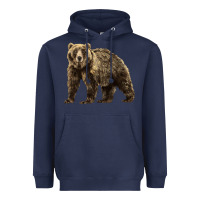 Navy Brown Bear Heavyweight Hoodie - LillyAllenDesigns