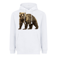 White Brown Bear Heavyweight Hoodie - LillyAllenDesigns