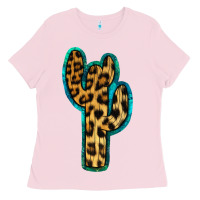 Bubblegum Pink Turquoise Leopard Cactus Ladies Tee - RanaPortraitStore