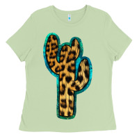 Matcha Turquoise Leopard Cactus Ladies Tee - RanaPortraitStore
