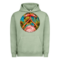 Pigment Oil Green flamingos with western background Urban Hoodie - BarkalooDesign