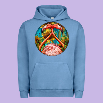Flamingos With Western Background Urban Hoodie Designed By Barkaloodesign