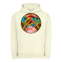Pigment Pistachio flamingos with western background Urban Hoodie - BarkalooDesign