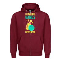 Burgundy Bowling Games Developer Zipper Hoodie - lanVoArt