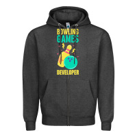 Charcoal Heather Bowling Games Developer Zipper Hoodie - lanVoArt