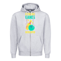 Heather Grey Bowling Games Developer Zipper Hoodie - lanVoArt