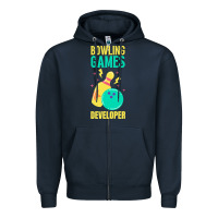 Navy Bowling Games Developer Zipper Hoodie - lanVoArt