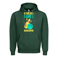 Sports Green Bowling Games Developer Zipper Hoodie - lanVoArt