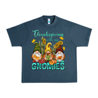 Midnight Navy Thanksgiving With My Gnomes Urban Heavy Tee - NancyCooperArtShop