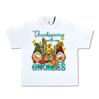White Thanksgiving With My Gnomes Urban Heavy Tee - NancyCooperArtShop