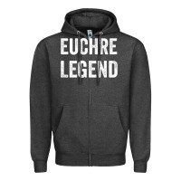 Charcoal Heather Euchre Legend Best Euchre Card Board Game Player Gift Zipper Hoodie - lanVoArt