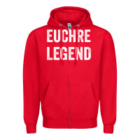 Red Euchre Legend Best Euchre Card Board Game Player Gift Zipper Hoodie - lanVoArt