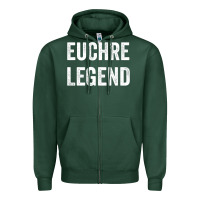 Sports Green Euchre Legend Best Euchre Card Board Game Player Gift Zipper Hoodie - lanVoArt