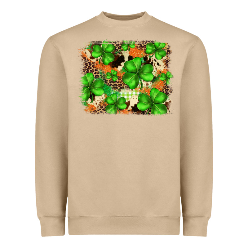 St.patricks Plaid  Green Glitter Cowhide  Leopard Heavyweight Sweatshirt by FaDigitalArtStudio | Teevron