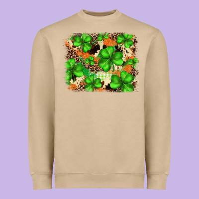 St.patricks Plaid  Green Glitter Cowhide  Leopard Heavyweight Sweatshirt Designed By Fadigitalartstudio