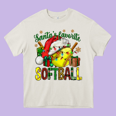 Santa's Favorite Softball Bbs Heavy Core Tee Designed By Bundleandbundleshop