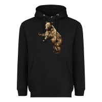 Black Brown Bear Cub Heavyweight Hoodie - LillyAllenDesigns