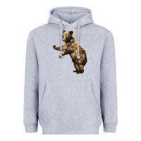 Heather Grey Brown Bear Cub Heavyweight Hoodie - LillyAllenDesigns
