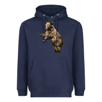 Navy Brown Bear Cub Heavyweight Hoodie - LillyAllenDesigns