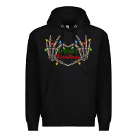 Black spooky christmas skeleton hands Premium Hoodie - FaDigitalArtStudio