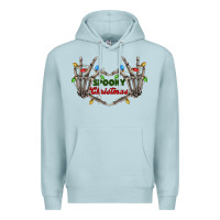Blue Mist spooky christmas skeleton hands Premium Hoodie - FaDigitalArtStudio