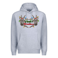 Heather Grey spooky christmas skeleton hands Premium Hoodie - FaDigitalArtStudio
