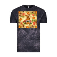 Cloud Black Fall Pumpkins and Gnome with Leopard Vintage Tee - texasbilliewilder