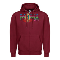 Burgundy Mama Our Lady Zipper Hoodie - CowhideDigitalArt