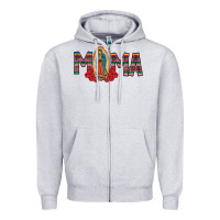 Heather Grey Mama Our Lady Zipper Hoodie - CowhideDigitalArt