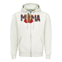 Oatmeal Heather Mama Our Lady Zipper Hoodie - CowhideDigitalArt