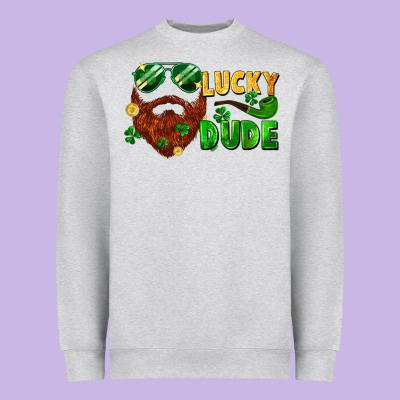 Lucky Dude Saint Patricks Bearded Man Heavyweight Sweatshirt Designed By Fadigitalartstudio