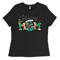 Black fishing mom Ladies Tee - LillyAllenDesigns