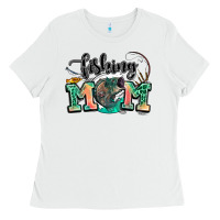 White fishing mom Ladies Tee - LillyAllenDesigns