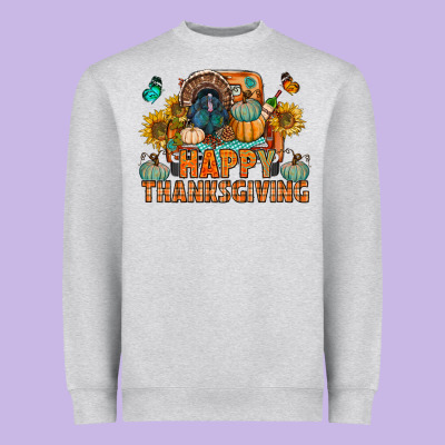 Happy Thanksgiving With Truck Bbs Heavyweight Sweatshirt Designed By Bundleandbundleshop