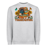 Heather Grey happy thanksgiving with truck bbs Heavyweight Sweatshirt - BundleAndBundleShop