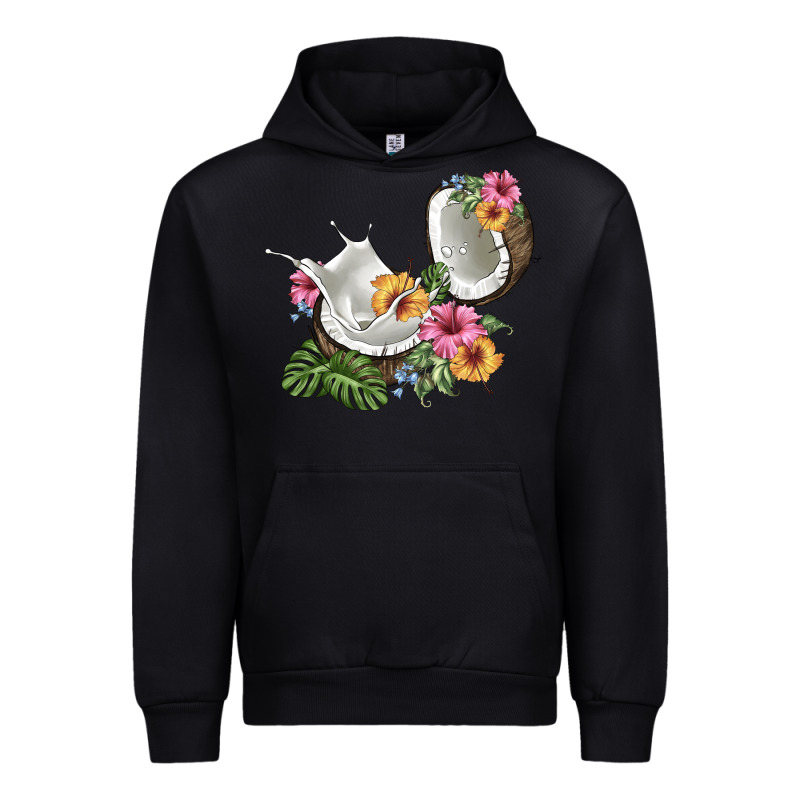 Coconut With Tropical Leavers And Flowers Urban Hoodie by BarkalooDesign | Teevron